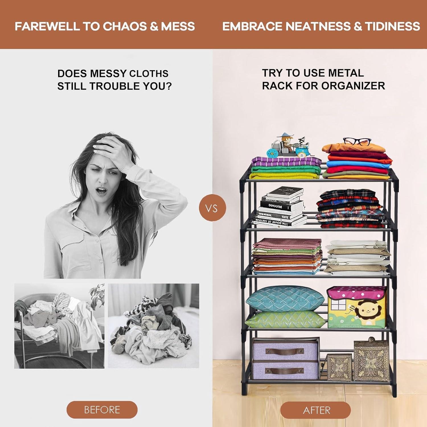 PHILOSHOP 5 Layer Black Metal Pipe & Plastic Connector Space-Saver Collapsible Wardrobe: Maximize Your Space with Style offers donot miss PHILOSHOP 5 Layer Black Metal Pipe & Plastic Connector Space-Saver Collapsible Wardrobe: Maximize Your Space with Style offers donot miss