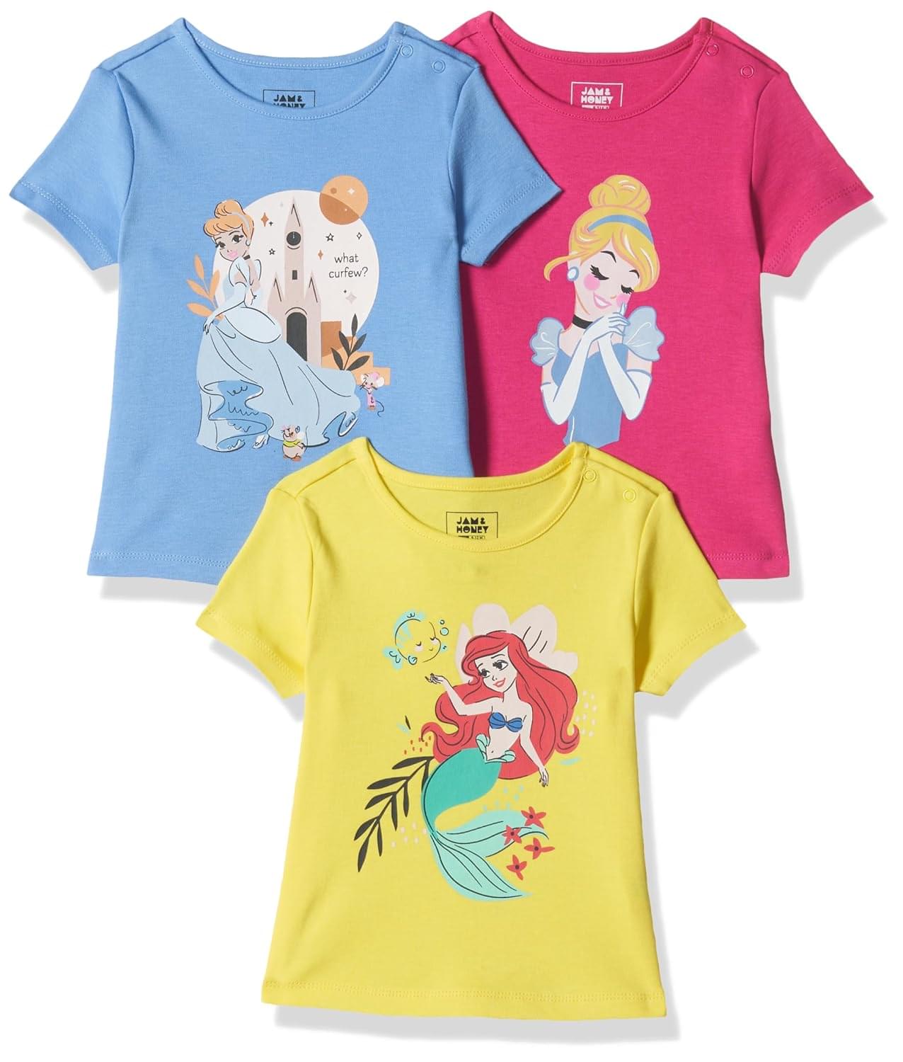 Amazon Brand – Jam & Honey Baby-Girls’ 100% Soft & Pure Cotton Short Sleeve Original Disney Stylish T-Shirts (Pack of 3) offers donot miss Amazon Brand – Jam & Honey Baby-Girls’ 100% Soft & Pure Cotton Short Sleeve Original Disney Stylish T-Shirts (Pack of 3) offers donot miss